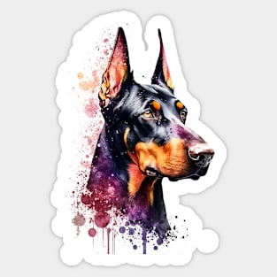 Colorful Doberman Watercolor Art Sticker